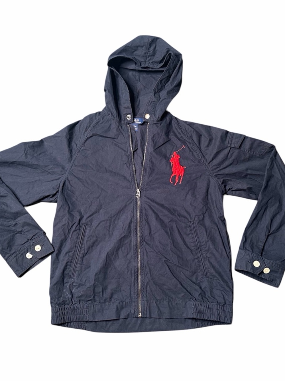 Polo by Ralph Lauren Navy Hooded Jacket with Red Pony Logo